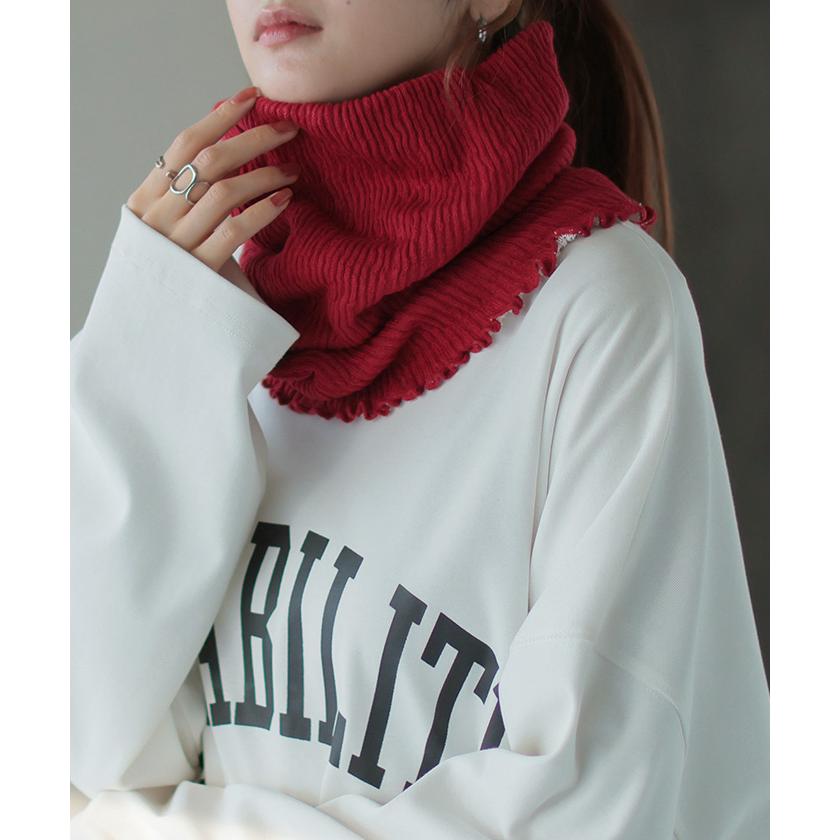 ネックウォーマー 腹巻き 2way 手洗い可 レディース メロウ リブ マフラー 薄手 軽量 ウール 混 シルク 無地 ストレッチ ロング タートルネック 防寒 あったか | HUG.U | 21