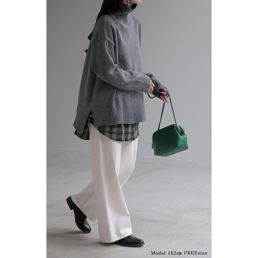付け裾 シャツ レイヤード つけ裾 重ね着風 腹巻き 腹巻 体型カバー レディース Tシャツ インナー フェイクレイヤード 裾フリル 着け裾 ゴム ロング スリット | HUG.U | 10