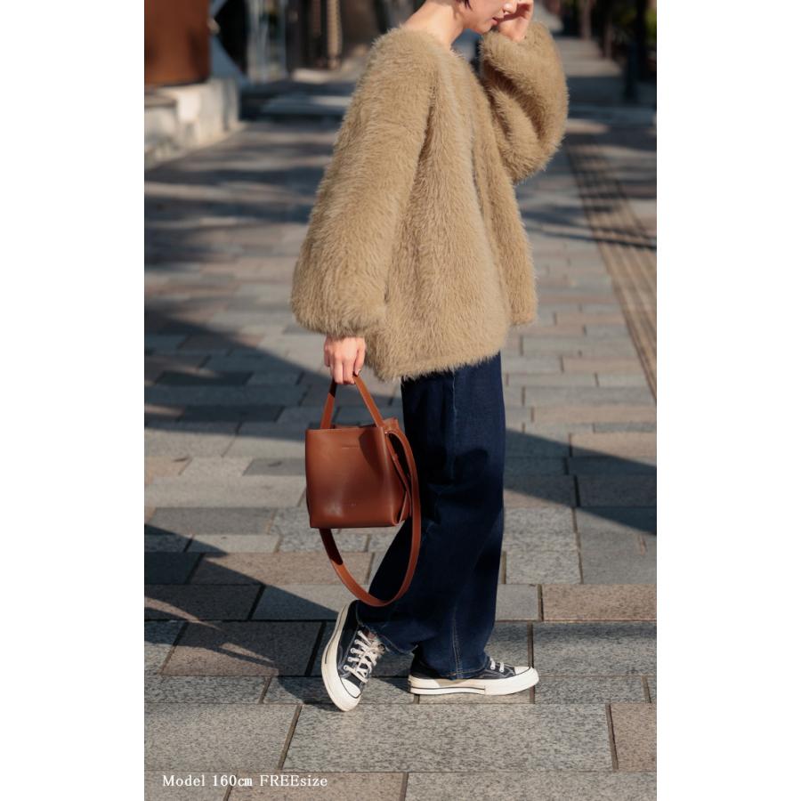 HUG.U カーディガン フェザー パフスリーブ トップス レディース