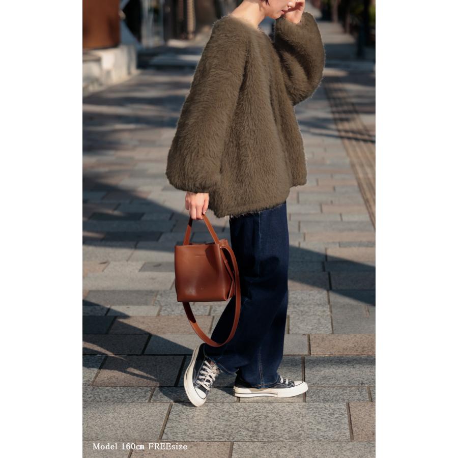 カーディガン フェザー パフスリーブ トップス レディース セーター プルオーバー ロング ニットカーディガン | HUG.U | 20