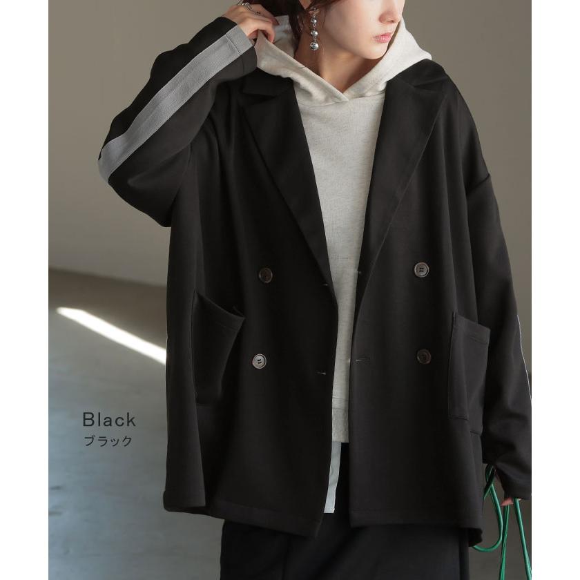 ジャケット テーラードジャケット アウター レディース ロング テーラード 襟 ライン ポンチ 長袖 羽織 ライトアウター チュニック オーバーサイズ メンズライク | HUG.U | 18