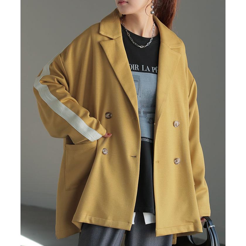 ジャケット テーラードジャケット アウター レディース ロング テーラード 襟 ライン ポンチ 長袖 羽織 ライトアウター チュニック オーバーサイズ メンズライク | HUG.U | 08