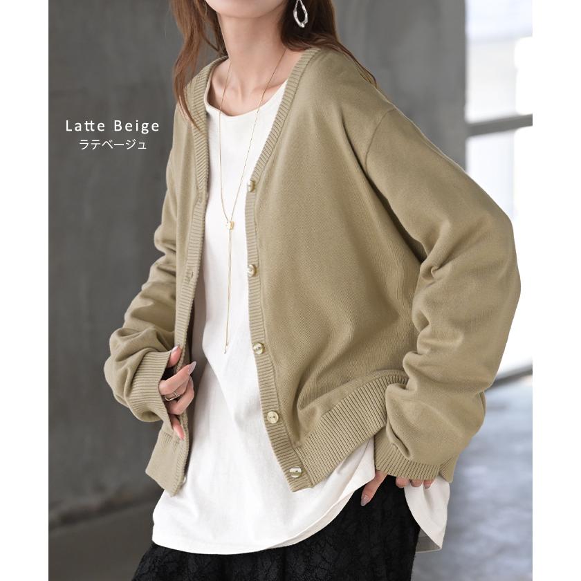 ニット 2way カーディガン ロング レディース カーデ 綿 トップス フリル オーバー ニットカーディガン 長袖 Vネック リブ チュニック ゆったり 取り外し可能 | HUG.U | 13