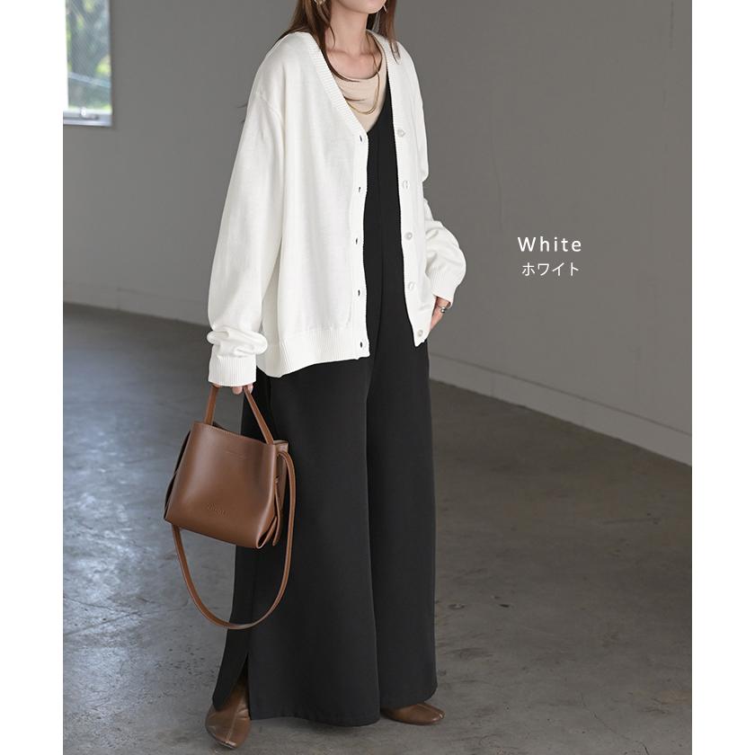 ニット 2way カーディガン ロング レディース カーデ 綿 トップス フリル オーバー ニットカーディガン 長袖 Vネック リブ チュニック ゆったり 取り外し可能 | HUG.U | 16