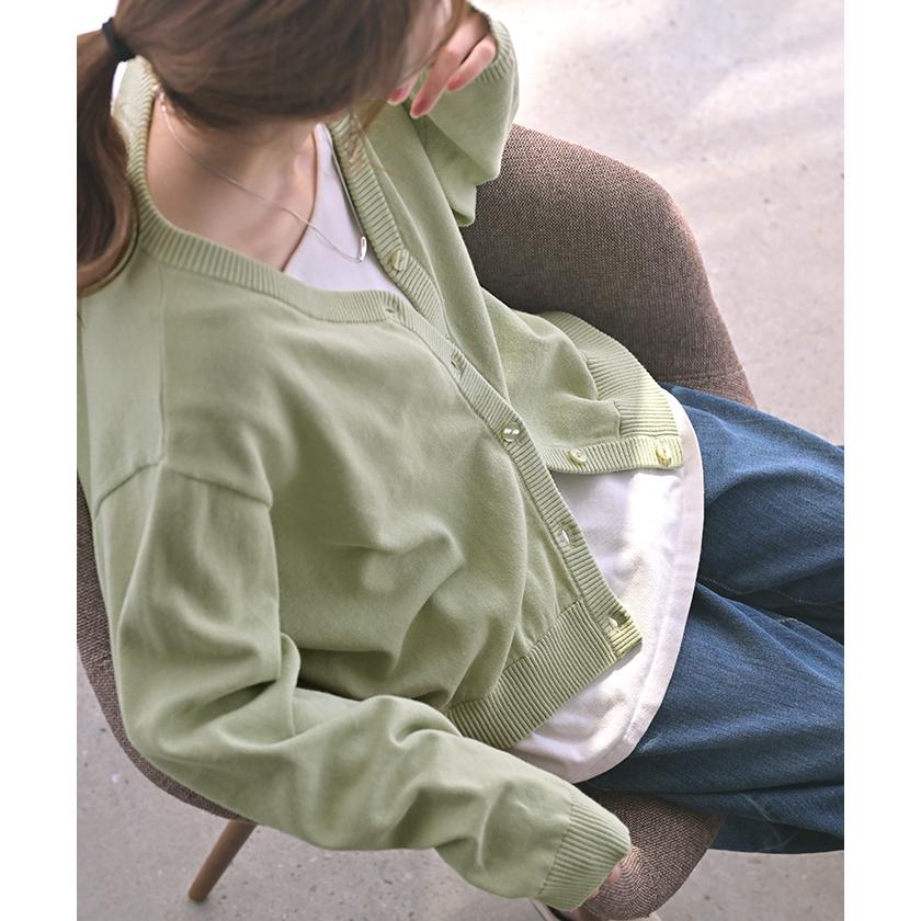 ニット 2way カーディガン ロング レディース カーデ 綿 トップス フリル オーバー ニットカーディガン 長袖 Vネック リブ チュニック ゆったり 取り外し可能 | HUG.U | 19