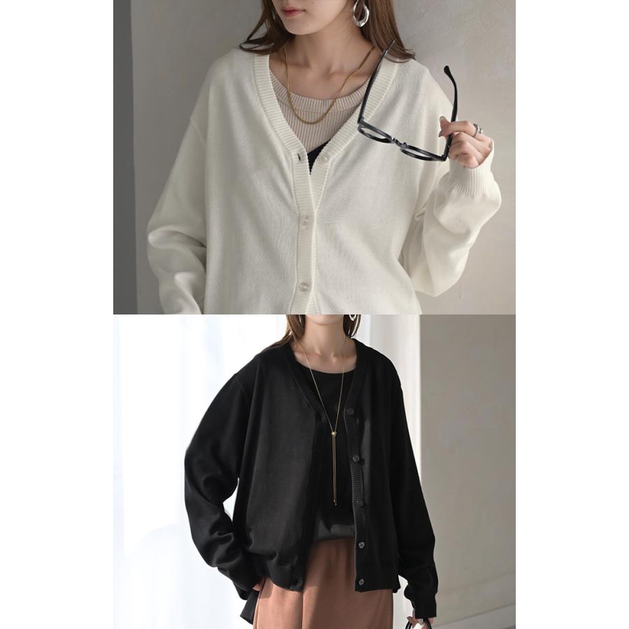 ニット 2way カーディガン ロング レディース カーデ 綿 トップス フリル オーバー ニットカーディガン 長袖 Vネック リブ チュニック ゆったり 取り外し可能 | HUG.U | 06