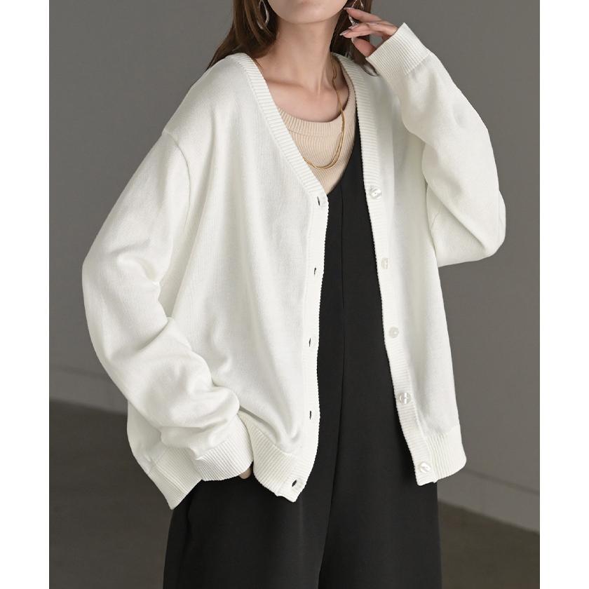 ニット 2way カーディガン ロング レディース カーデ 綿 トップス フリル オーバー ニットカーディガン 長袖 Vネック リブ チュニック ゆったり 取り外し可能 | HUG.U | 08