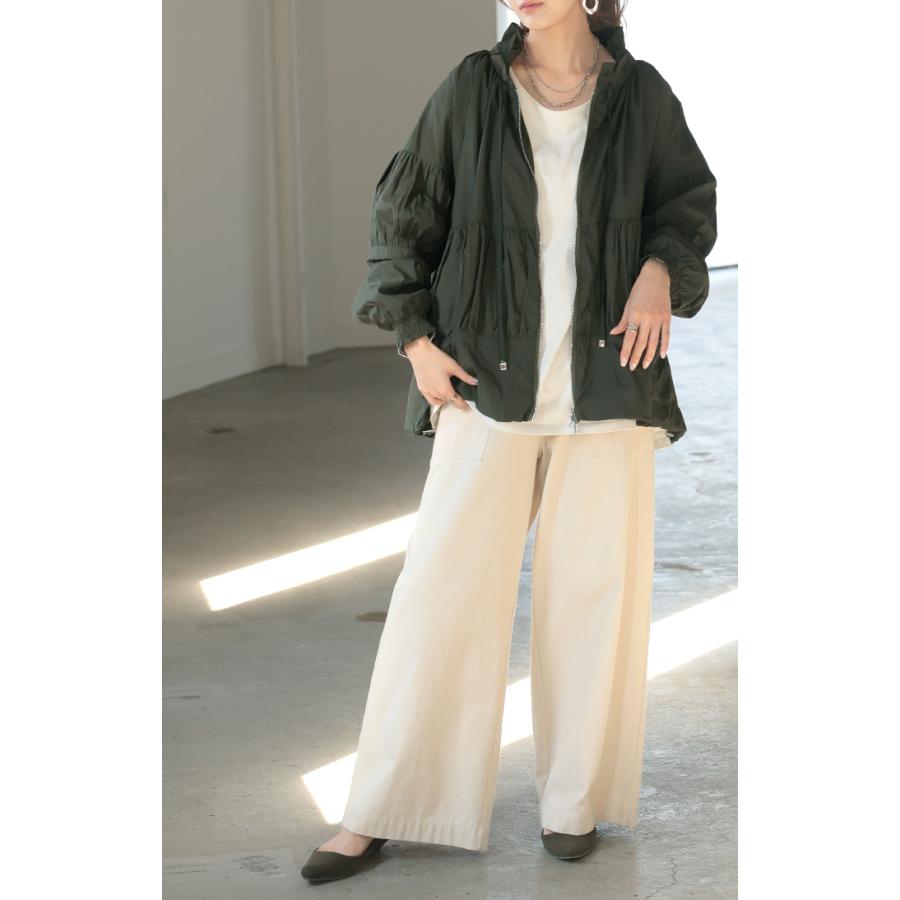 ブルゾン 撥水 ギャザー レディース ロング アウター ナイロン ジャケット コート ロングコート 軽量 無地 | HUG.U | 14