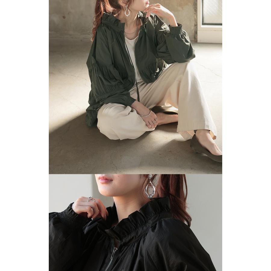 ブルゾン 撥水 ギャザー レディース ロング アウター ナイロン ジャケット コート ロングコート 軽量 無地 | HUG.U | 11