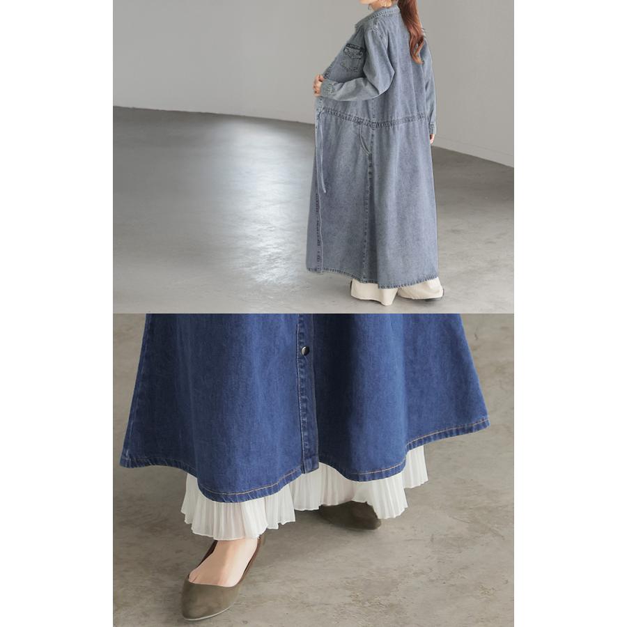 SALE ワンピース デニム レディース シャツワンピース シャツワンピ 綿100 長袖 ロング ロングワンピース Aライン | HUG.U | 21