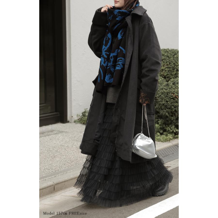 ストール 花柄 ニット 綿 混 レディース 大判ストール マフラー ジャガード チクチクしにくい 厚手 ハイゲージ 羽織 ショール 大判 大きい 大きめ | HUG.U | 11