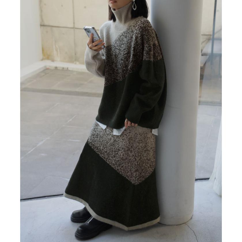 ニット 別売り セットアップ可 グラデーション ロング レディース トップス セーター オーバー プルオーバー タートルネック | HUG.U | 10