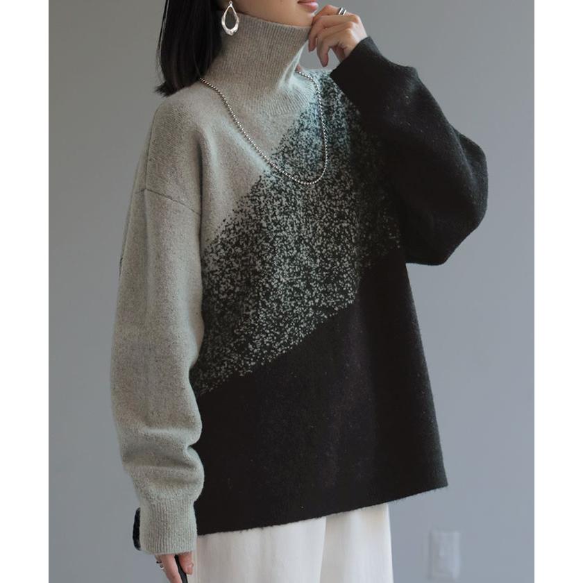 ニット 別売り セットアップ可 グラデーション ロング レディース トップス セーター オーバー プルオーバー タートルネック | HUG.U | 05
