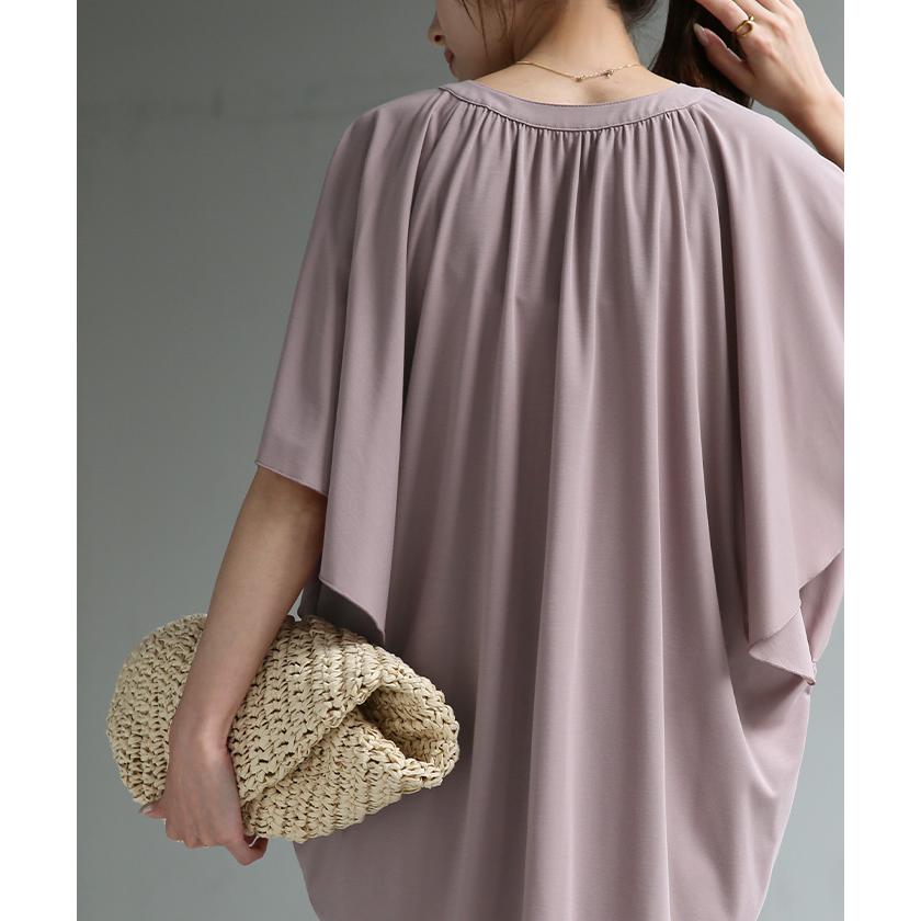 シャツ ノーカラー 接触冷感 UVカット レディース トップス 吸水速乾 抗菌防臭 バンドカラー ブラウス ロング | HUG.U | 09