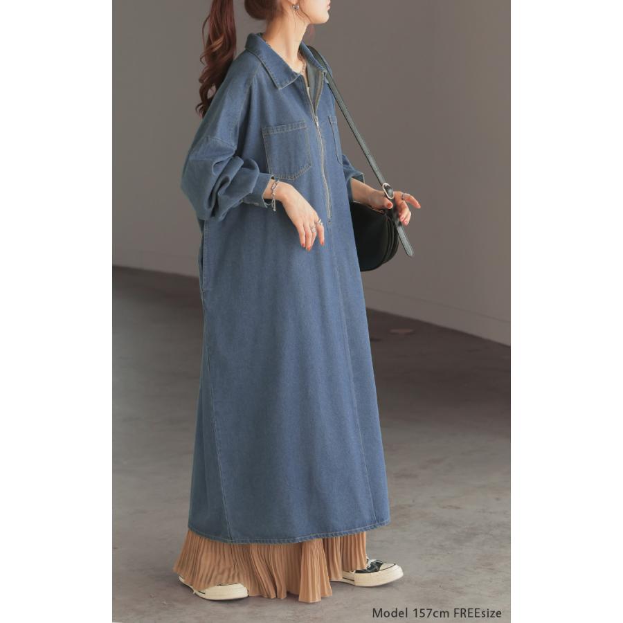 ワンピース デニム ワンピ ロング ロングワンピース デニムワンピース デニムワンピ レディース シャツ シャツワンピース | HUG.U | 18