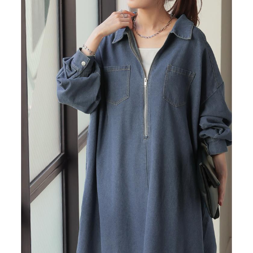 ワンピース デニム ワンピ ロング ロングワンピース デニムワンピース デニムワンピ レディース シャツ シャツワンピース | HUG.U | 10