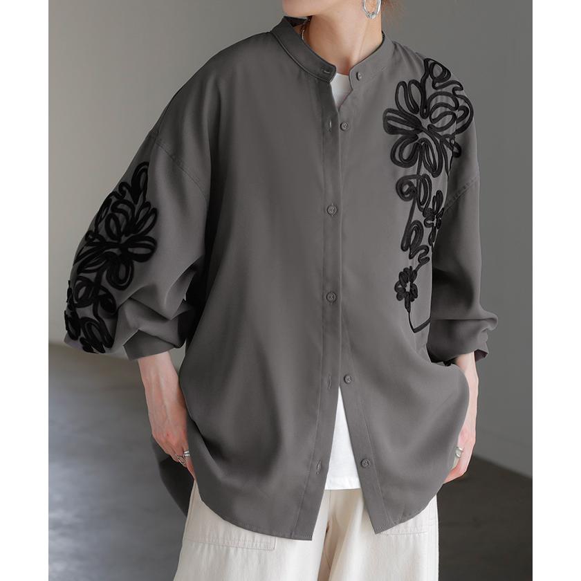 HUG.U（ハグユー） シャツ コード刺繍 シアー トップス レディース