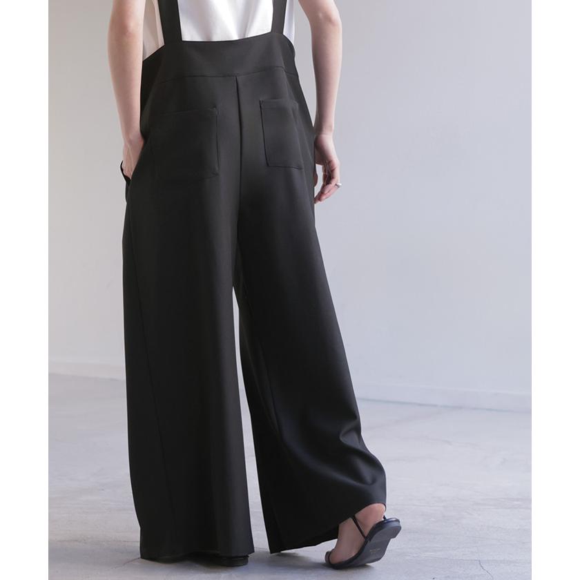 サロペット プリーツ ワイド レディース サロペ パンツ ロング ロングパンツ ノースリーブ シワになりにくい オーバー オーバーオール レイヤード | HUG.U | 11