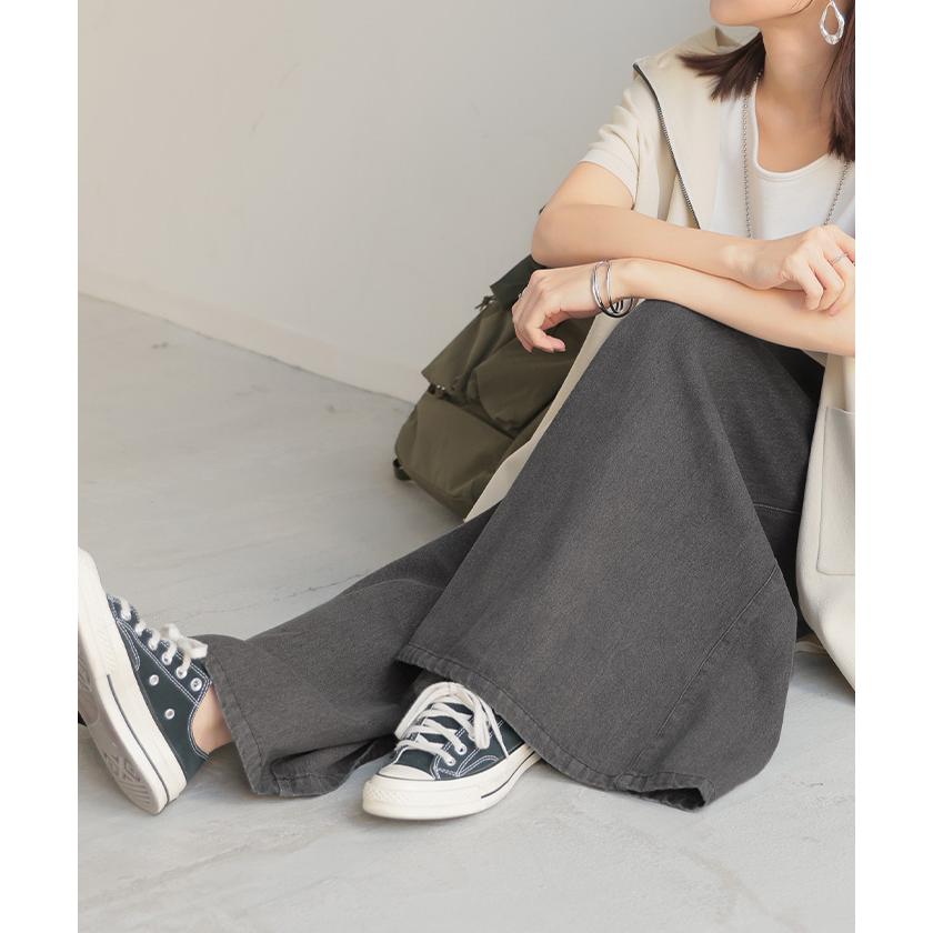 パンツ 超ワイド グラデ デニム レディース デニムパンツ ワイド ワイドパンツ タック ロング ロングパンツ | HUG.U | 16