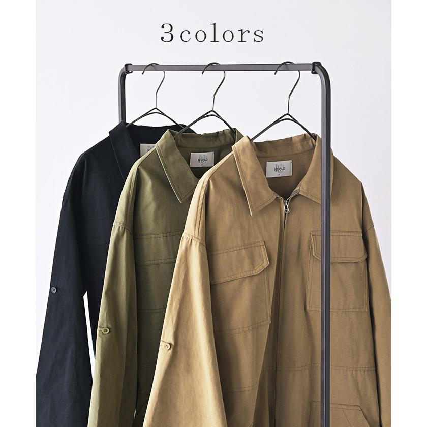 オールインワン つなぎ 綿100 レディース ジャンプ スーツ トップス パンツ ロング オーバー ドロップショルダー ミリタリー オーバーオール ロングパンツ | HUG.U | 12