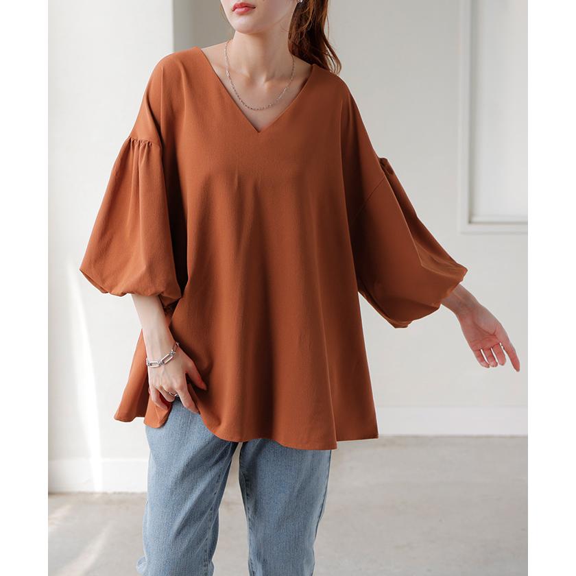 シャツ 楊柳 レディース トップス ブラウス ロング ロングシャツ チュニック Vネック シワになりにくい 長袖 半袖 | HUG.U | 14