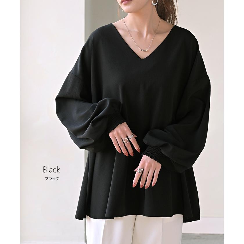 SALE シャツ 楊柳 レディース トップス ブラウス ロング ロングシャツ チュニック Vネック シワになりにくい 長袖 半袖 | HUG.U | 17