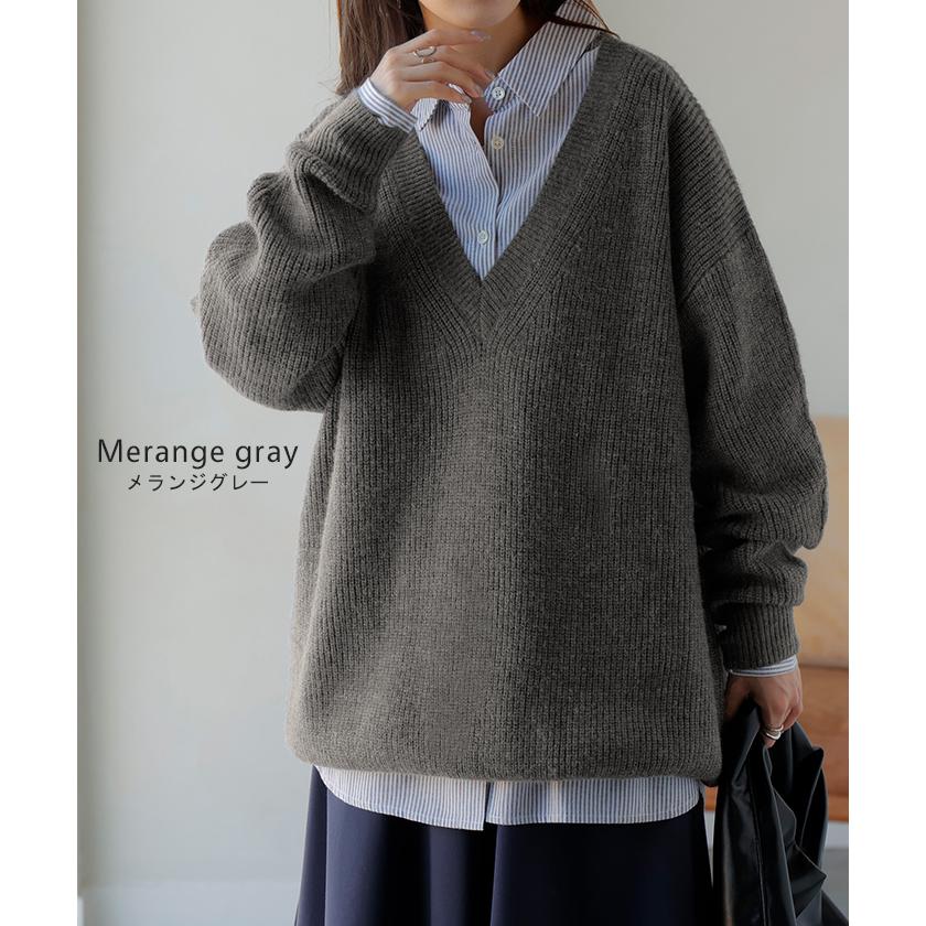 louren モヘアニットプルオーバー　グレー HUG.U（ハグユー） ニット キーネック レディース トップス セーター
