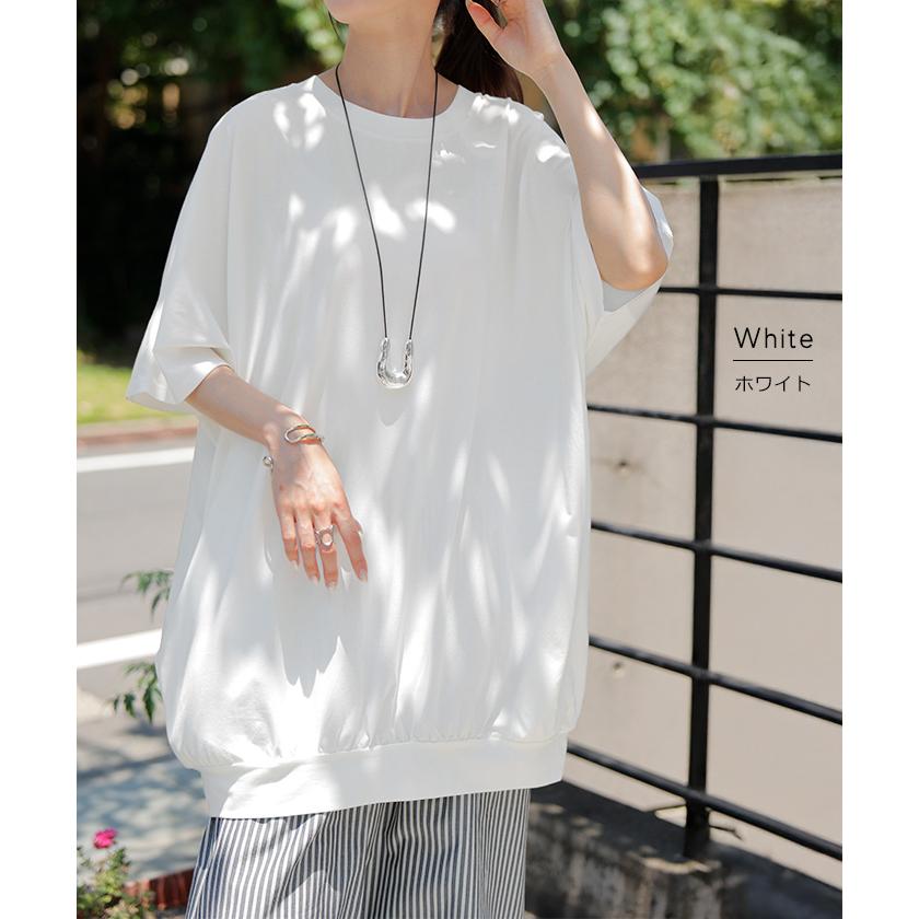 Tシャツ レディース 接触 冷感 トップス 半袖 カットソー ロング ティーシャツ チュニック クルーネック | HUG.U | 13