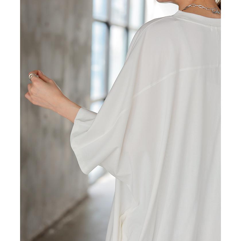 Tシャツ レディース 接触 冷感 トップス 半袖 カットソー ロング ティーシャツ チュニック クルーネック | HUG.U | 20