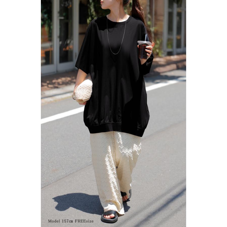 Tシャツ レディース 接触 冷感 トップス 半袖 カットソー ロング ティーシャツ チュニック クルーネック | HUG.U | 06