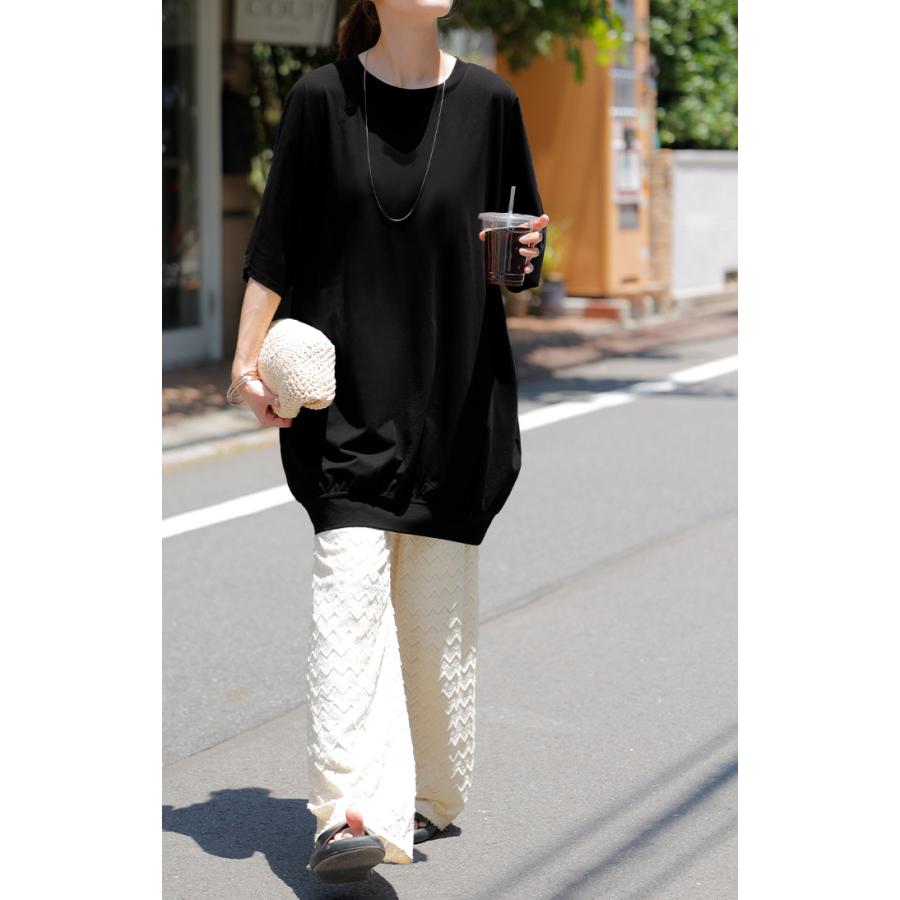 Tシャツ レディース 接触 冷感 トップス 半袖 カットソー ロング ティーシャツ チュニック クルーネック | HUG.U | 10