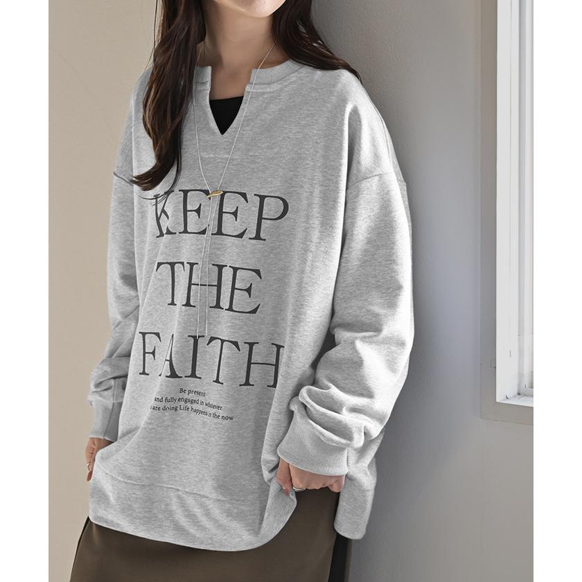 HUG.U（ハグユー） スウェット キーネック ロゴ トップス レディース