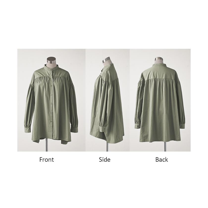 美品✨45R 綿100% ギャザーブラウス　黒　袖口ゴム　サイズ0 HUG.U（ハグユー） シャツ ギャザー 綿100 レディース トップス ノー