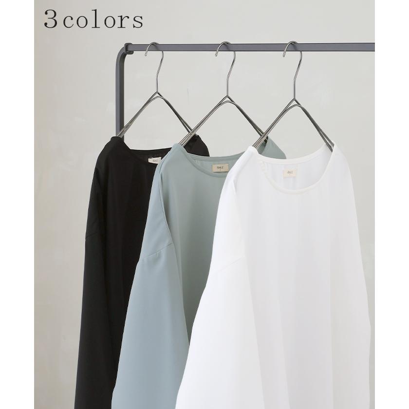 シャツ シアー シフォン ノーカラー トップス レディース Aライン クルーネック ブラウス ロング ロングシャツ | HUG.U | 14