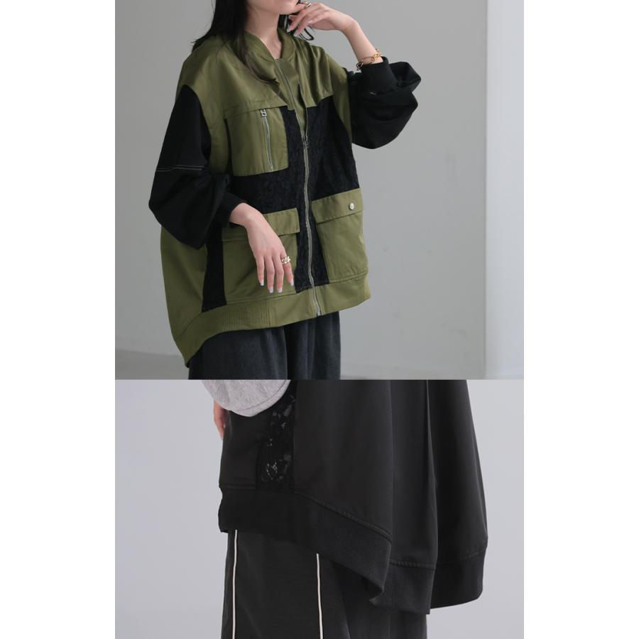 ベスト ジレ レース レディース トップス アウター ノーカラー Vネック ロング ロングジレ ノースリーブ | HUG.U | 09