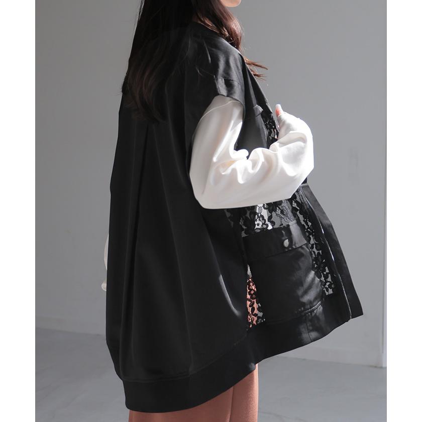 ベスト ジレ レース レディース トップス アウター ノーカラー Vネック ロング ロングジレ ノースリーブ | HUG.U | 10