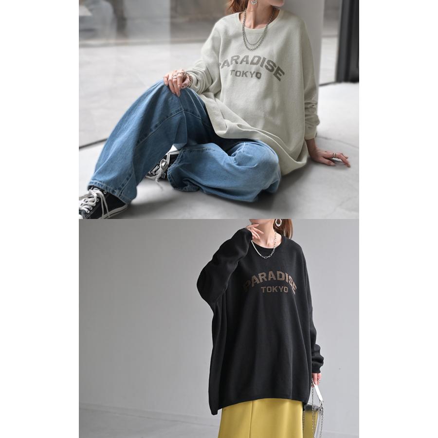 ニット ロゴ 綿100％ レディース トップス ロング ロングニット ロゴニット 長袖 ジャガード | HUG.U | 06