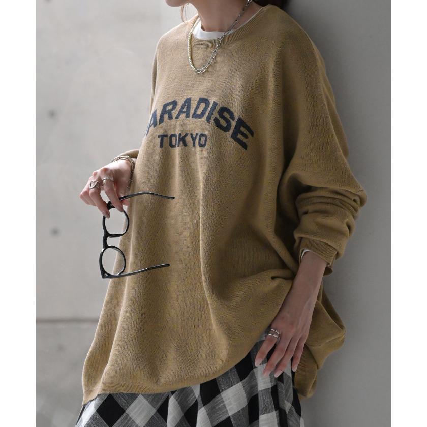 ニット ロゴ 綿100％ レディース トップス ロング ロングニット ロゴニット 長袖 ジャガード | HUG.U | 08