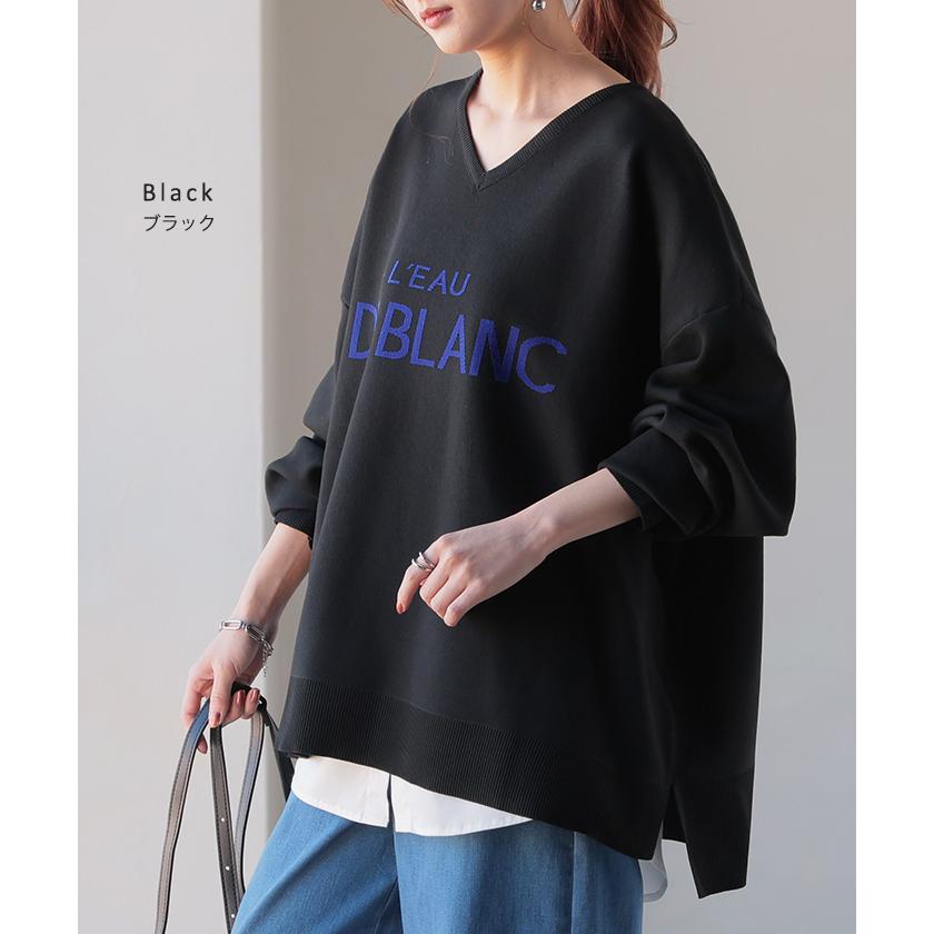 ニット ロゴ スポンジニット レディース トップス セーター ロゴニット オーバー プルオーバー | HUG.U | 18