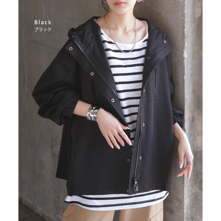 アウター マウンテンパーカー 花粉 防止 微 撥水 レディース ロング コート ジャケット パーカー オーバー フード | HUG.U | 12