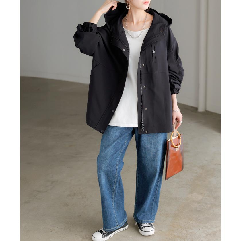 アウター マウンテンパーカー 花粉 防止 微 撥水 レディース ロング コート ジャケット パーカー オーバー フード | HUG.U | 17