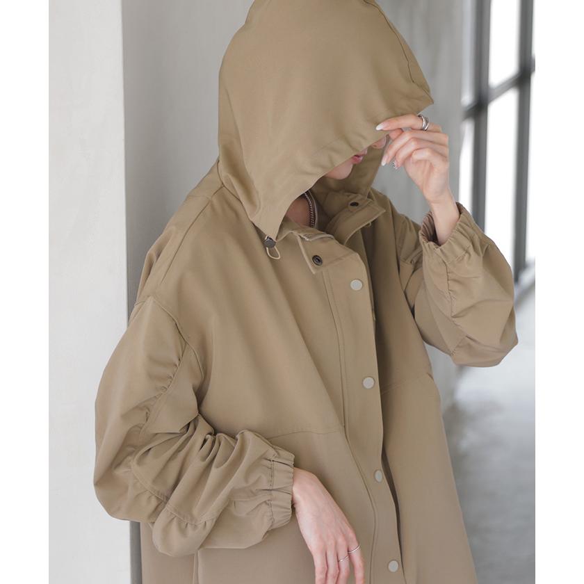 アウター マウンテンパーカー 花粉 防止 微 撥水 レディース ロング コート ジャケット パーカー オーバー フード | HUG.U | 17