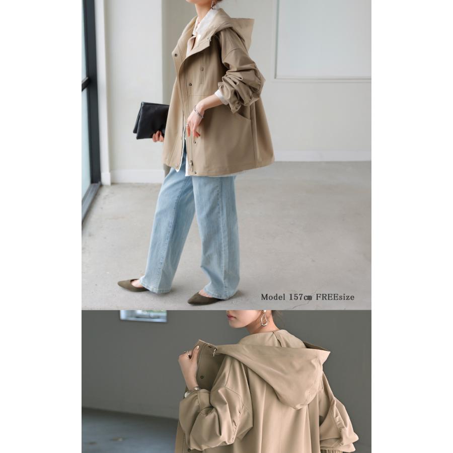 アウター マウンテンパーカー 花粉 防止 微 撥水 レディース ロング コート ジャケット パーカー オーバー フード | HUG.U | 19