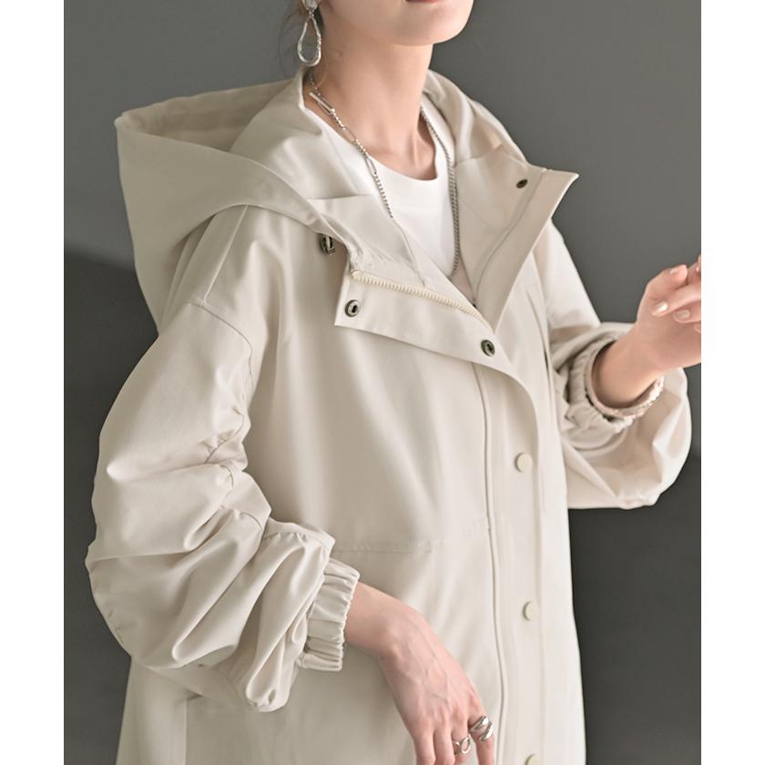 アウター マウンテンパーカー 花粉 防止 微 撥水 レディース ロング コート ジャケット パーカー オーバー フード | HUG.U | 20