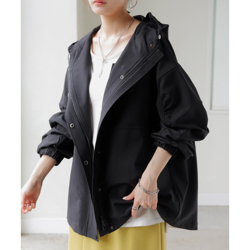 アウター マウンテンパーカー 花粉 防止 微 撥水 レディース ロング コート ジャケット パーカー オーバー フード | HUG.U | 22