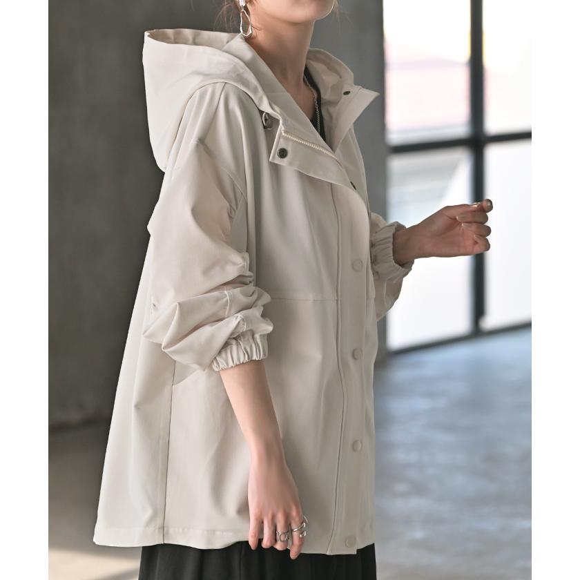 アウター マウンテンパーカー 花粉 防止 微 撥水 レディース ロング コート ジャケット パーカー オーバー フード | HUG.U | 07