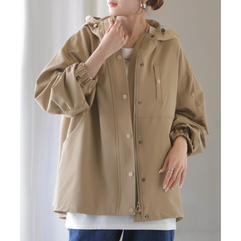 アウター マウンテンパーカー 花粉 防止 微 撥水 レディース ロング コート ジャケット パーカー オーバー フード | HUG.U | 07