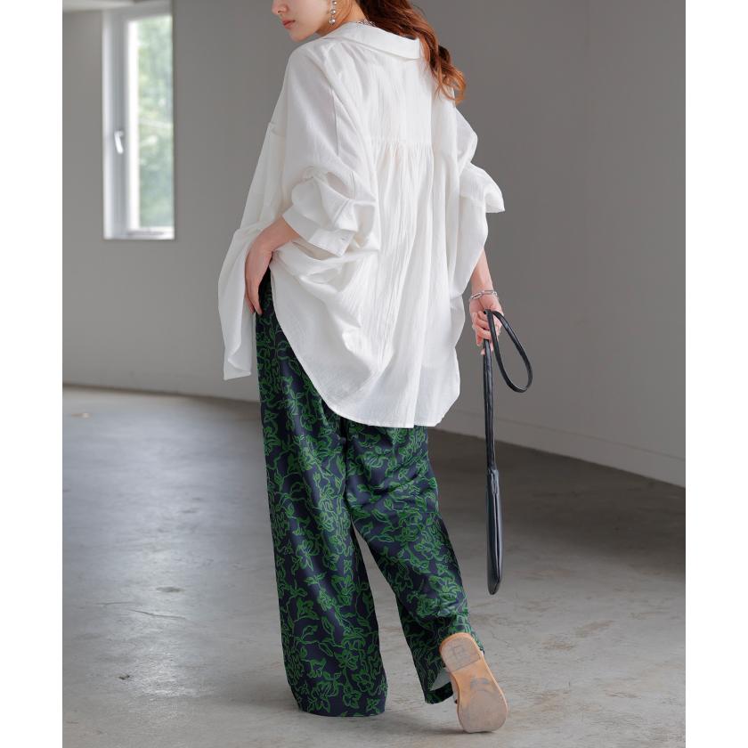 パンツ ワイド 柄 レディース ワイドパンツ ロング ロングパンツ 体型カバー ボトムス ボトム 総柄 柄パンツ ウエストゴム ストレート ズボン | HUG.U | 13