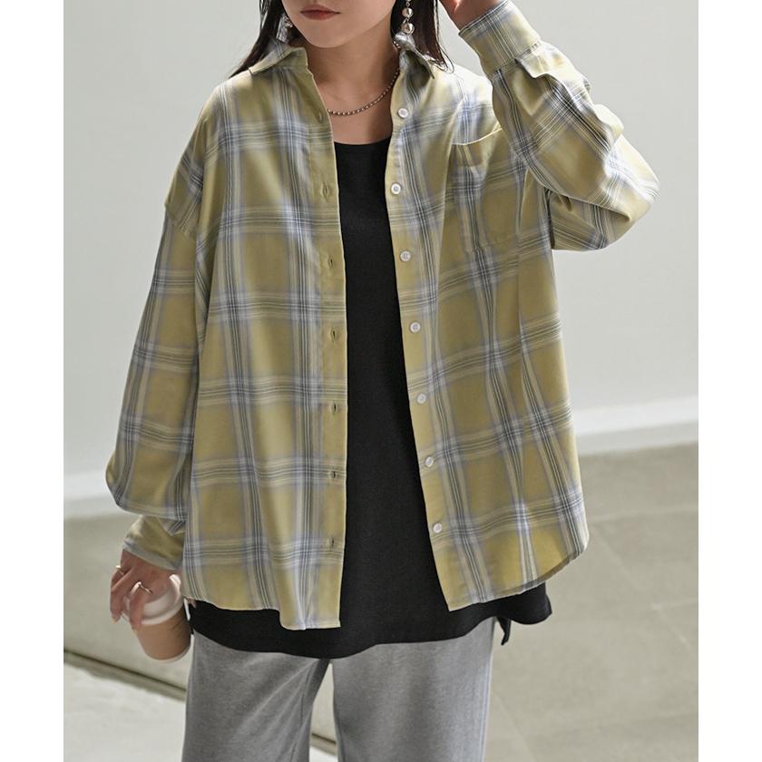 シャツ チェック柄 レディース トップス チェック チェックシャツ チェック柄シャツ 柄 ロング ブラウス | HUG.U | 16