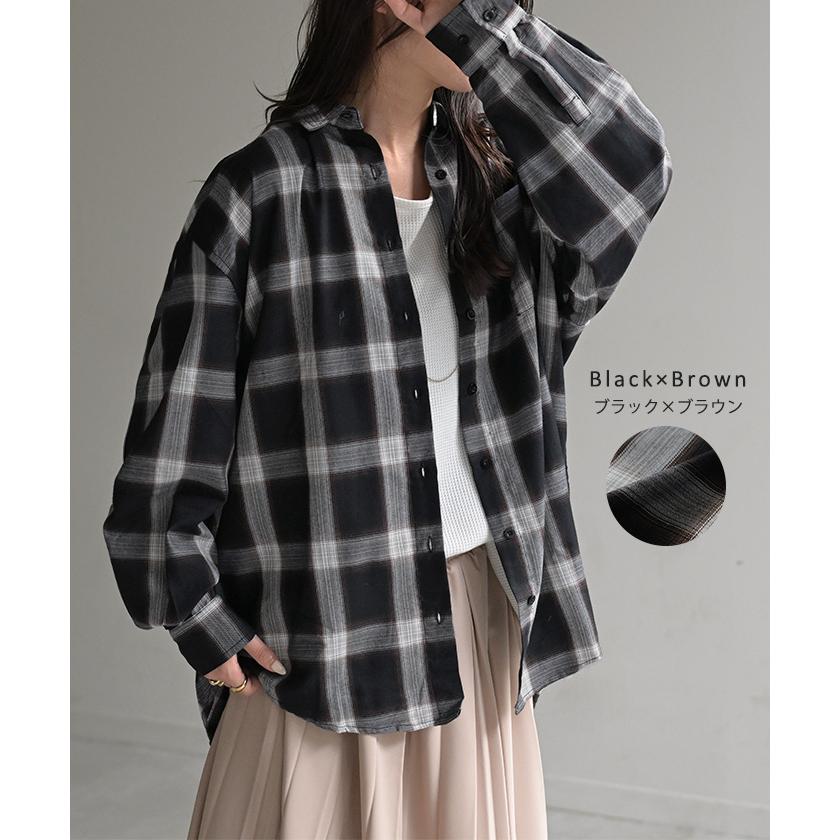 シャツ チェック柄 レディース トップス チェック チェックシャツ チェック柄シャツ 柄 ロング ブラウス | HUG.U | 21